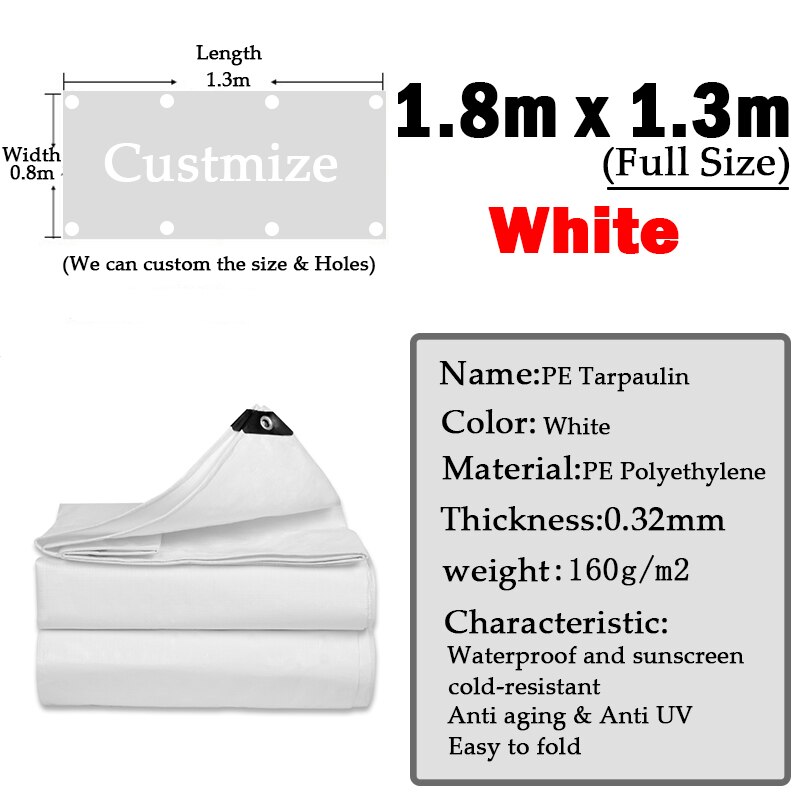 Lona grossa da barraca de 0.32mm ao ar livre branco jardim plantas toldo pano caminhão do carro à prova de chuva de encerado pano pátio: 1.8x1.3