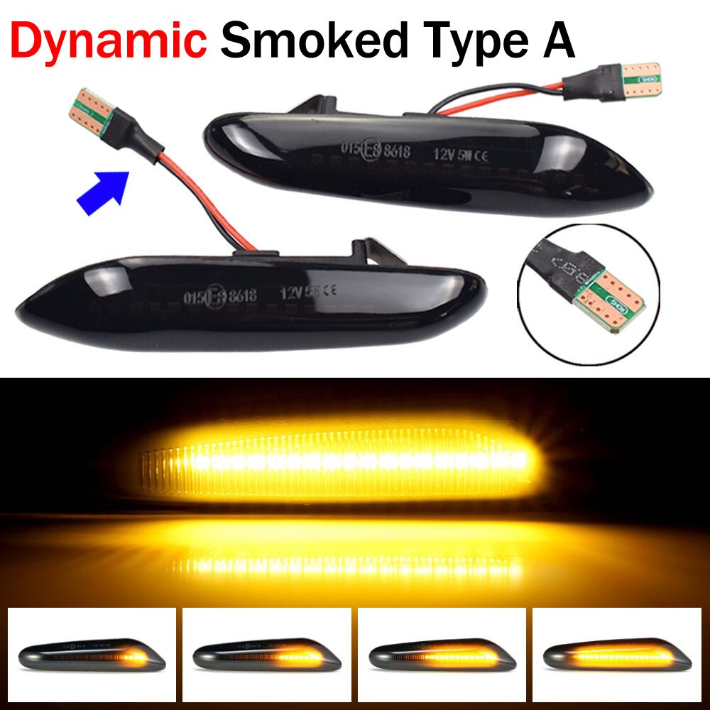 För bmw  e60 e90 e91 e81 e83 e88 e92 e82 e46 dynamisk repeater sidomarkör spegel indikator blinker flödande led blinkers: Dynamisk rökt en