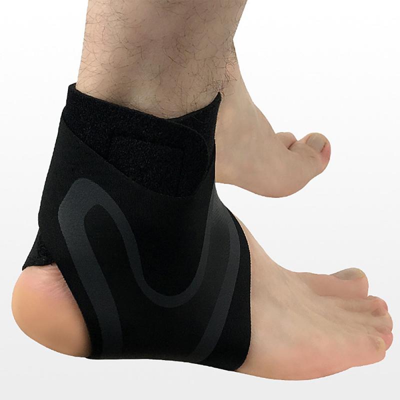 Sport ankel støtte elastisk sikker sports forstuvning sikkerhed ankel guard bøjle sikker løb basketball kompression bandager: Sort højre / L