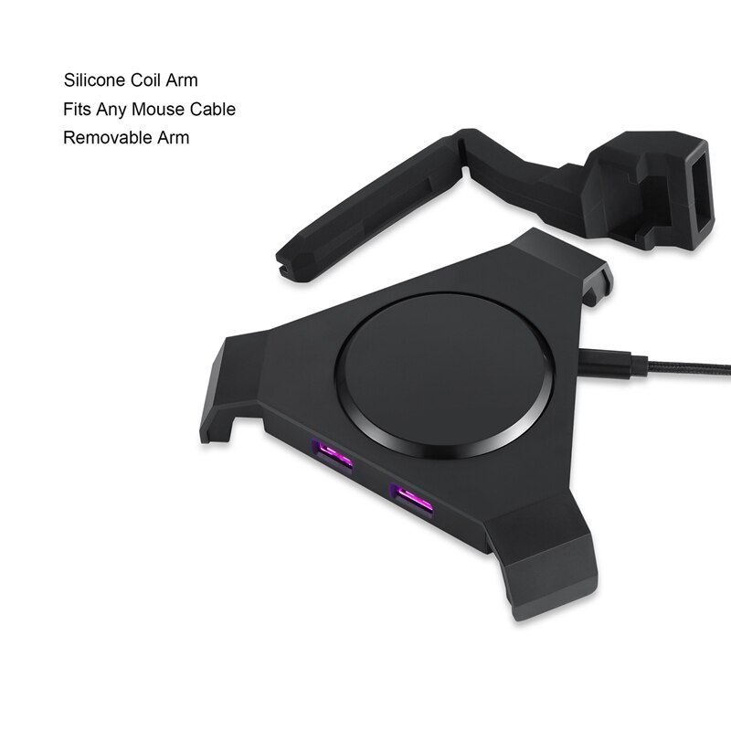 Motospeed  q20 gaming muis bungee kabelhouder met 4- poorts usb-hub  -4 led-kleurmodi met rgb-verlichting - draad
