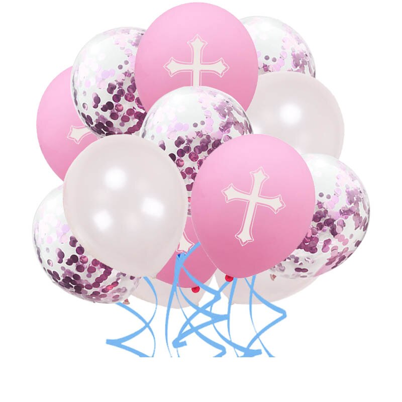 15 st/lot glad påsk ballonger blå dop påsk kors ballonger hjärta dop fest dekoration ballong gud välsigne helig ande
