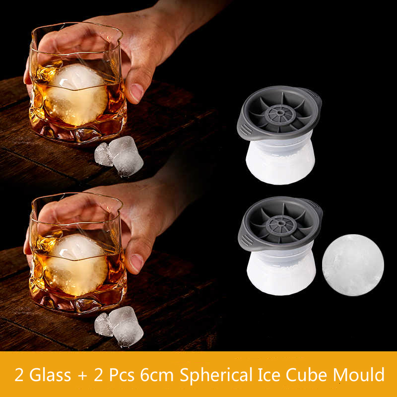 Verre à Whisky japonais irrégulier avec boule de glace, ensemble de moules en cristal à l&#39;ancienne, Bar à Whisky, verre à vin, gobelet à Vodka, gratuit: 2 Pcs