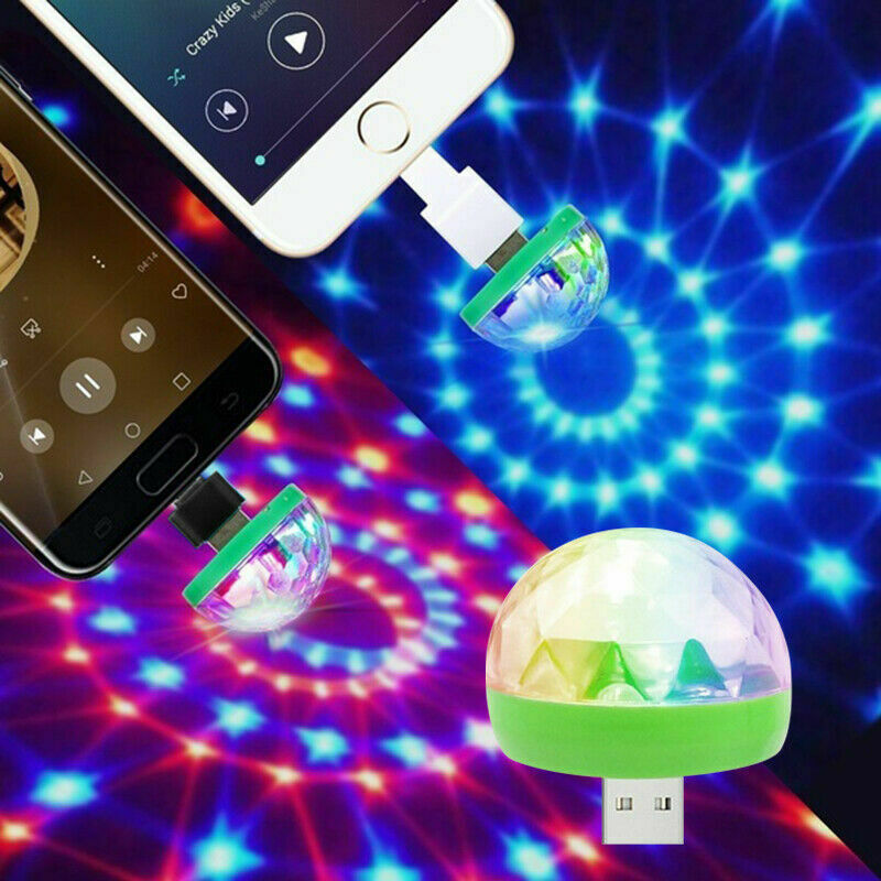 Mini interrupteur USB RGB Disco lumière de scène | Bricolage, Club, 4W 4cm, couleur aléatoire, DJ KTV, lampe magique en cristal, lampe boule de téléphone, noël