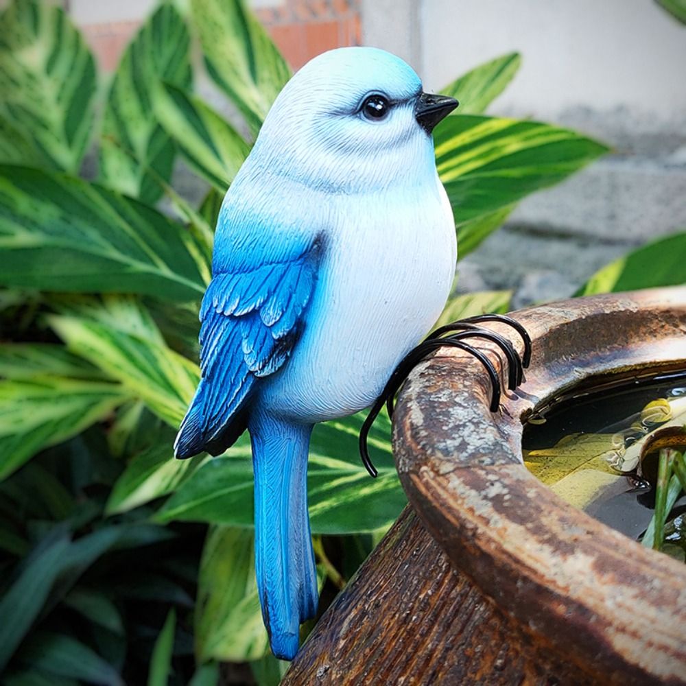 Garden Decor Resin Bird Ornament Cute Simulation Animal Statue Decorative Miniatures Sculpture Garden