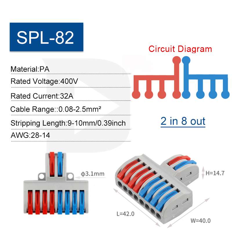 5 STKS Snelle Draad Connector Push-in Elektrische Klemmenblok Universele Splicing Bedrading Kabel Connectors Voor Kabel Verbinding SPL ﻿: Blauw