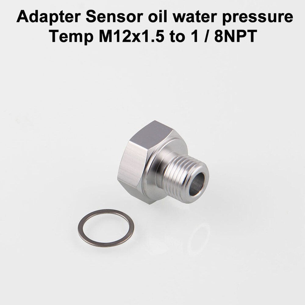 Adaptador de Sensor de presión de aceite automotriz, interruptor de cambio de motor LS macho M12x1.5 hembra 1/8 NPT, enchufe del Sensor de presión de aceite (Plata)