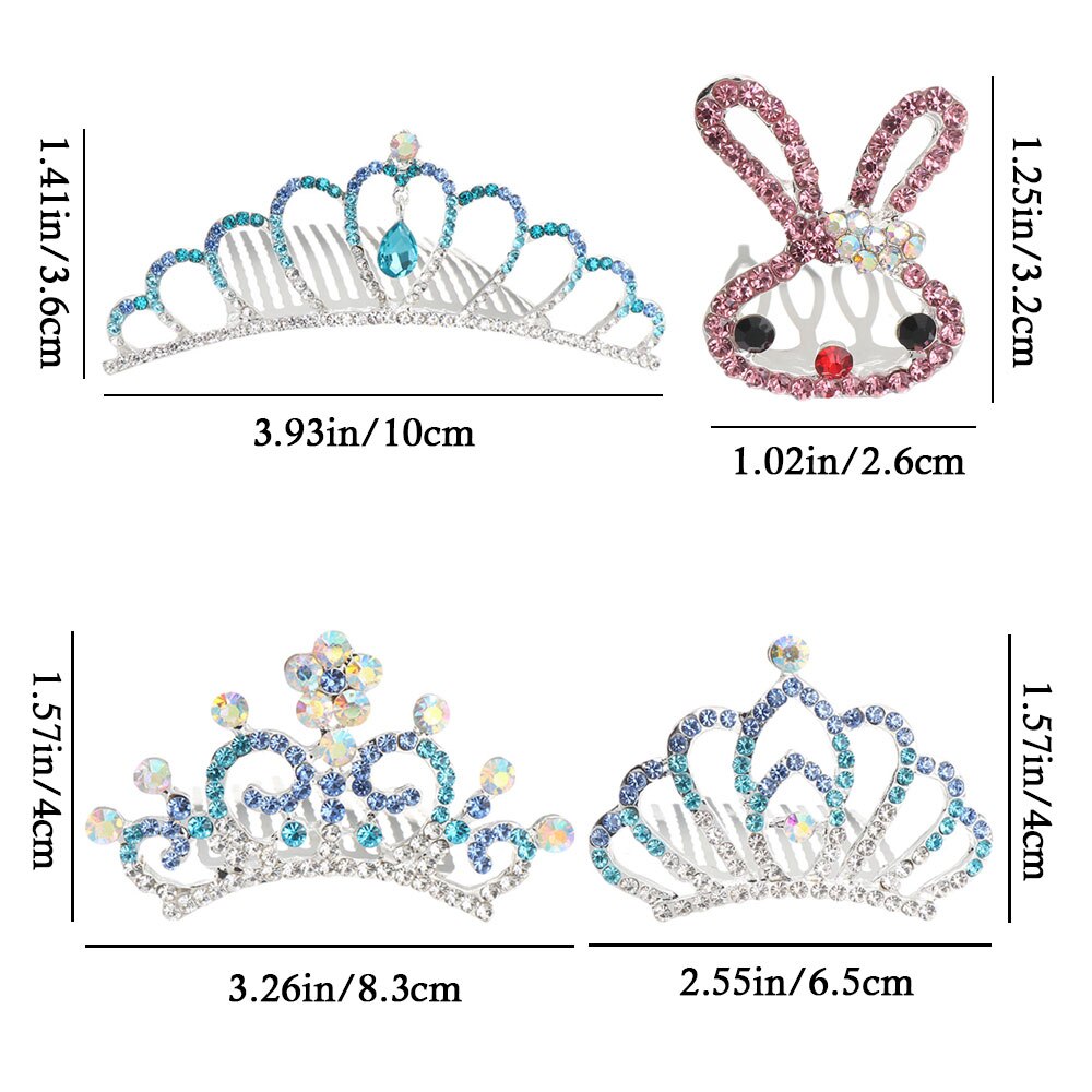 Lovely Mini Tiara Crystal Rabbit Princess Crown Comb Party Costume Accessory Girls Kids Birthday Children's Headwear