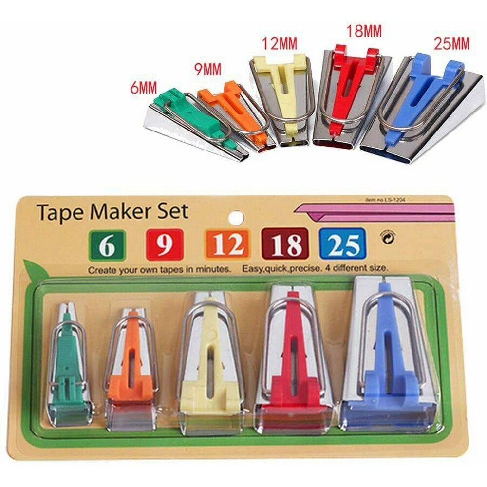 Hemming device 6/19/12/18/25mm 5 Sizes Sewing Accessories Hemming Household Sewing Tools Bias Binding Maker Belt Device Crimper5: 1ps