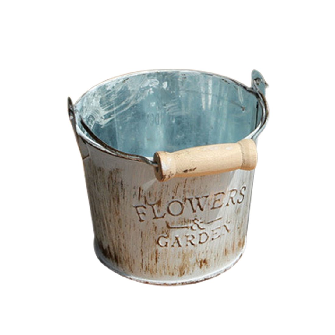 Country retro old metal flower bucket flower home desktop decoration metal craft iron bucket small flower pot