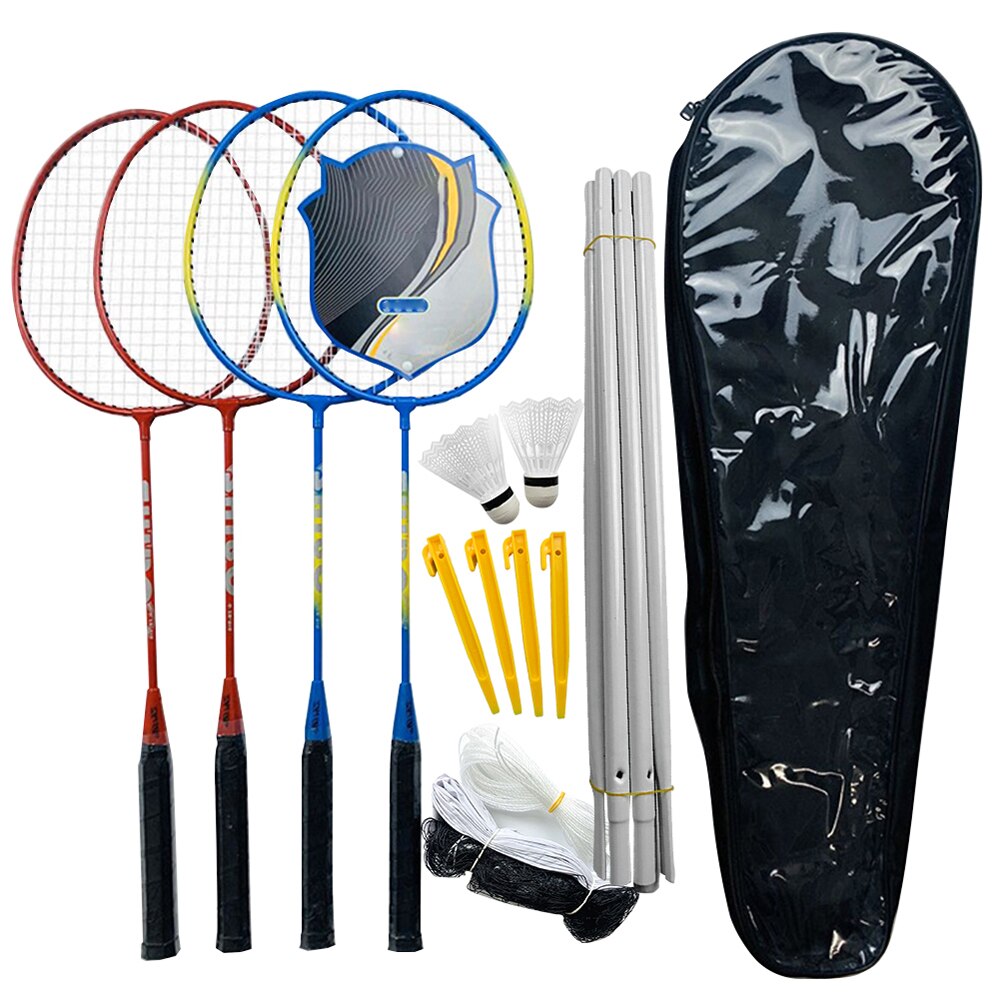 2 stk sportsbadmintonsæt badmintonketchere, birdies, net, justerbare meningsmålinger strand- eller baggårdskombisæt