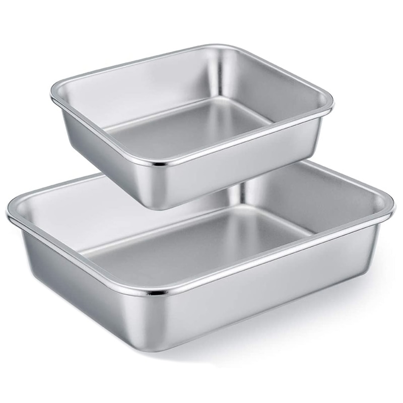 Ensemble de 2 moules à lasagnes, gâteau Rectangle Brownie, résistant et sain, facile à nettoyer et lavable au lave-vaisselle: Default Title