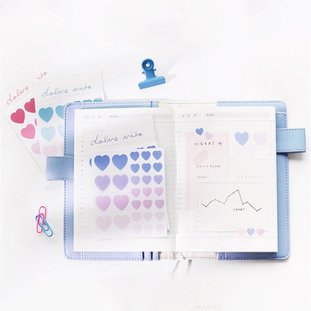 3 Sheets Love Heart Stickers Journal Stickers Kawaii Stationery Sticker DIY Diary Scrapbooking Sticker Cute Washi Stickers