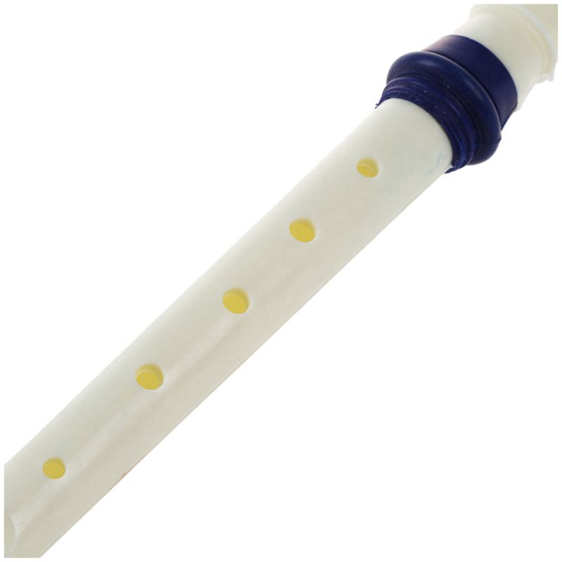 Students Plastic 8 Holes Soprano Recorder Flute Beige Blue w Cleaning Stick