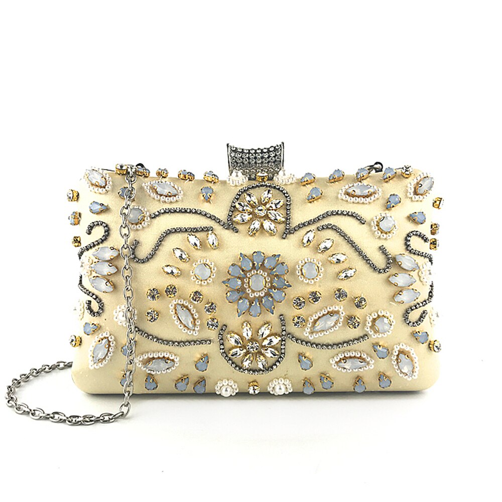 BaoYaFang Frauen Luxus Schwarz Kristall Handtaschen Partei Abend Taschen frau Hochzeit tasche für braut Kette Schulter Taschen Schild Kupplungen: Gold