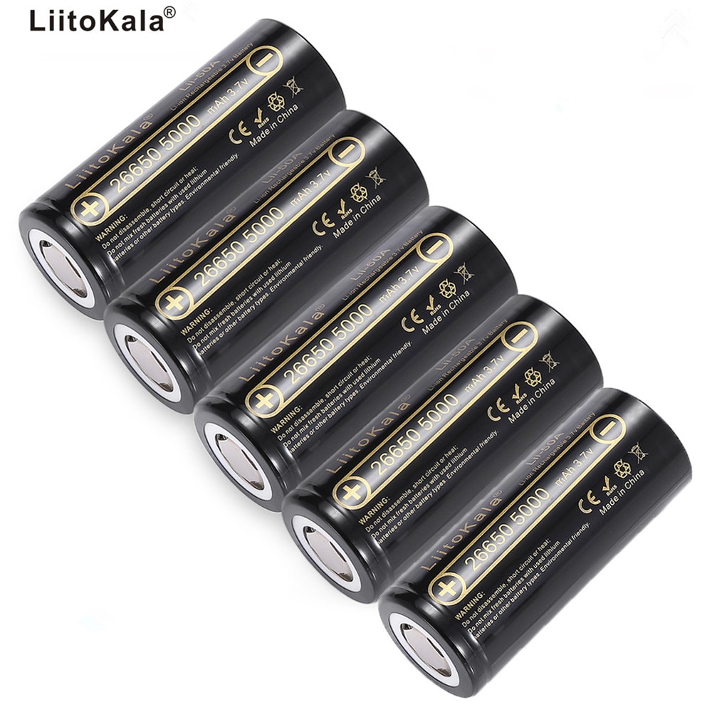 LiitoKala Lii-50A 26650 5000 mAh 26650-50A li-ion 3.7V Oplaadbare Batterij voor zaklamp 20A verpakking
