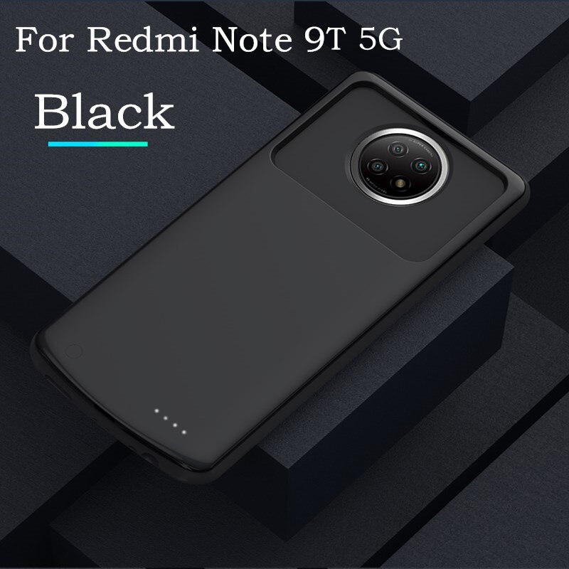 For Xiaomi Redmi Note 9T 5G Battery case Portable Phone Battery Charger Cases For Redmi Note 9 Pro 5G Power Bank Charging cover: Black For Note 9T