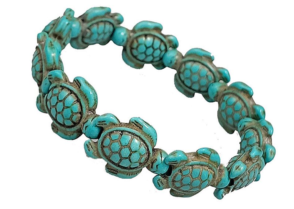 Green Stone Turtle Volcanic Dan Baisong Variety Of Natural Stone Male And Female Models Stretch Bracelet