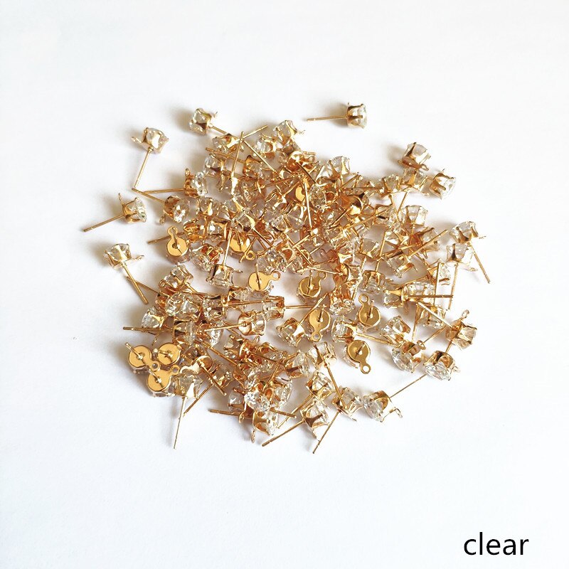 choose color) 200pcs copper with glass rhinest Stud earring/earrings accessories/Earring parts for jewelry making: clear / 7mm