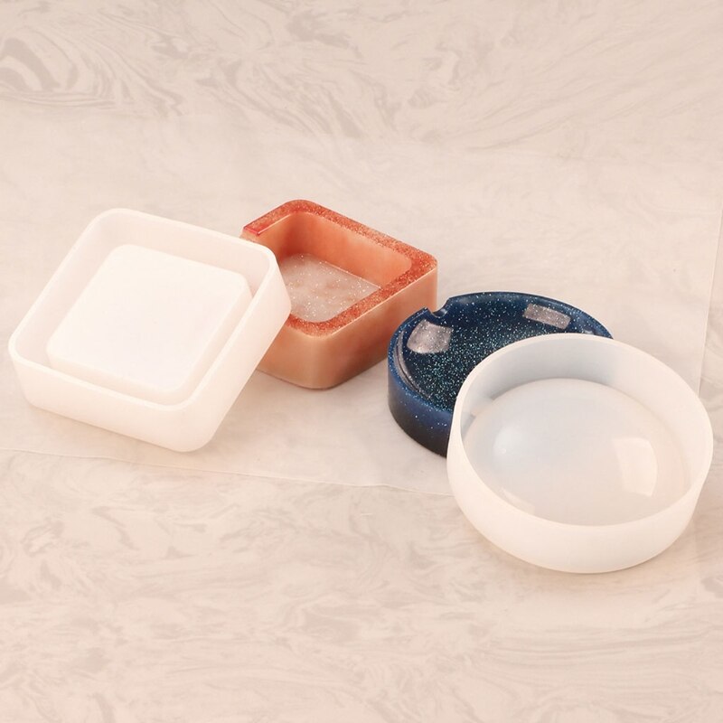 2 Stuks Resin Crystal Epoxy Diy Pot Mold Asbak Coaster Casting Silicone Mould Ambachten Sieraden Maken Gereedschap
