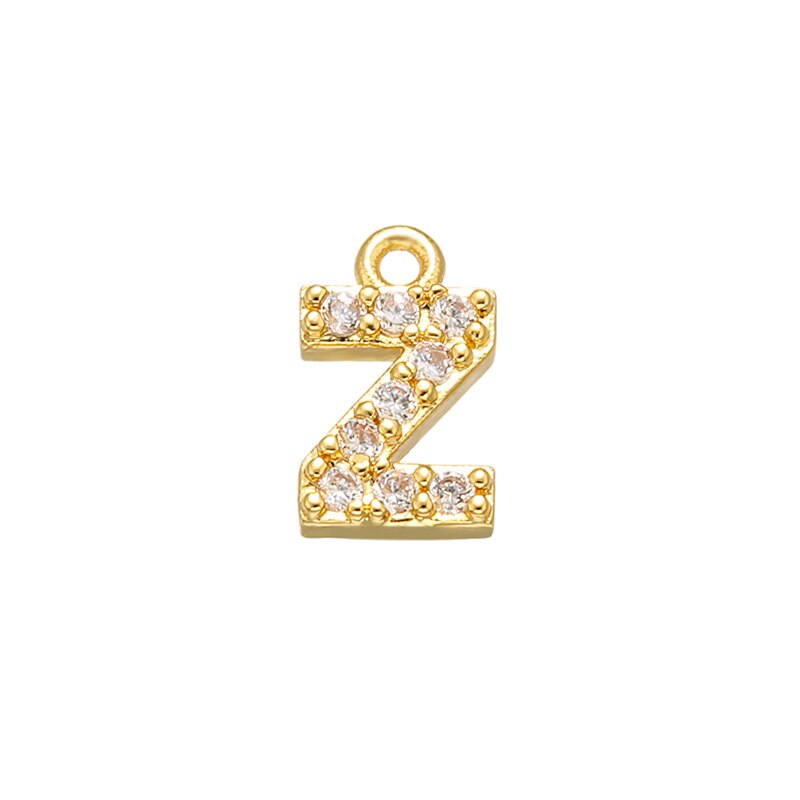 ZHUKOU 8x8.5mm ottone Cubic Zirconia cristallo 26 lettera pendenti con ciondoli per donna collana orecchini accessori gioielli modello: VD545: Z