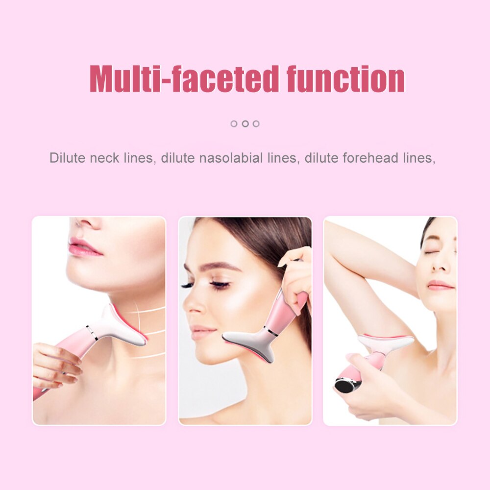 3 Colors LED Photon Therapy Neck and Face Lifting Tool IPL Vibration Skin Tighten Reduce Double Chin Anti-Wrinkle Remove Device