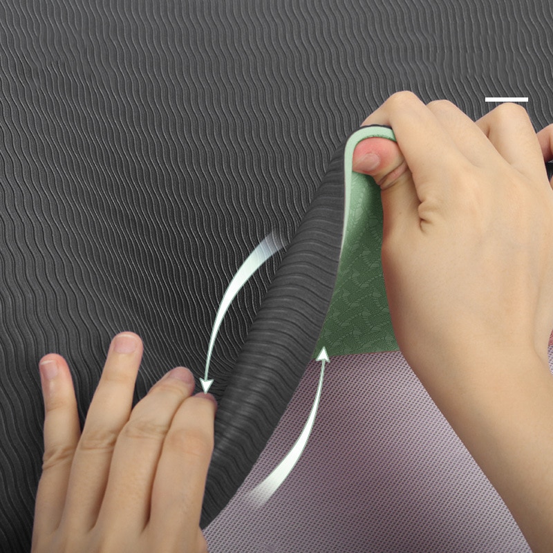 Tweekleurige yogamat 183*66*0.8cm gym pilates antislip fitnessmat positielijn tpe yoga beginner milieugymnastiekmatten