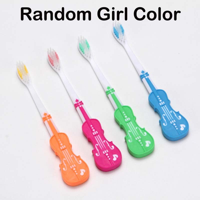 2Pcs/Lot Kids Baby Toothbrush Teether Training Children's Tooth Brush Soft Bristle Mouth Clean Teeth Cleaning Panda Toothbrush: 2Pcs Violin for Girl