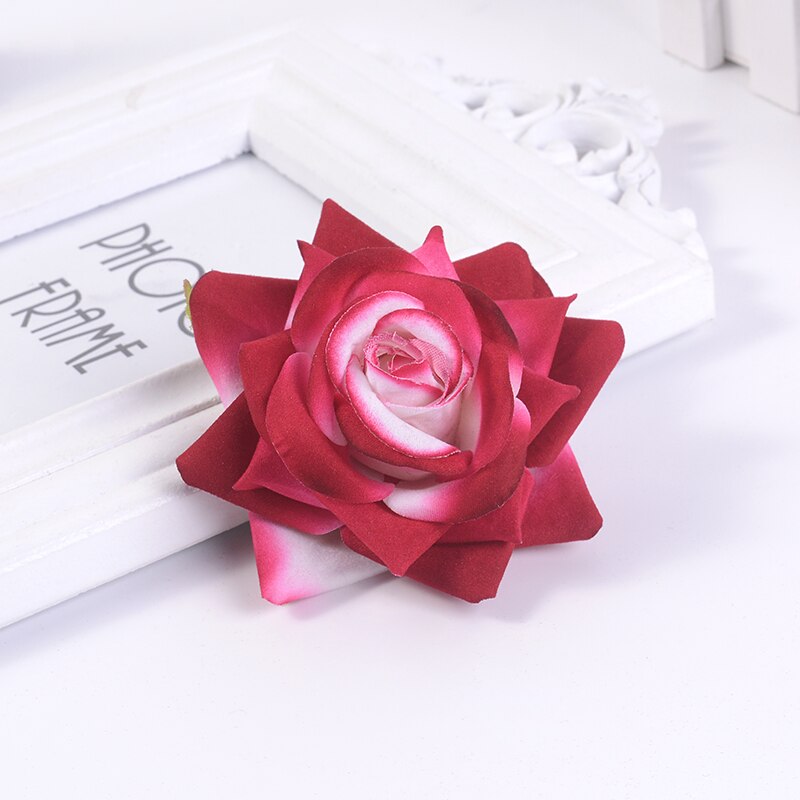 5pcs 8CM rose red artificial flowers head plastic Handmade wedding for home Day home party wreath decoration DIY silk craft: peach blossom