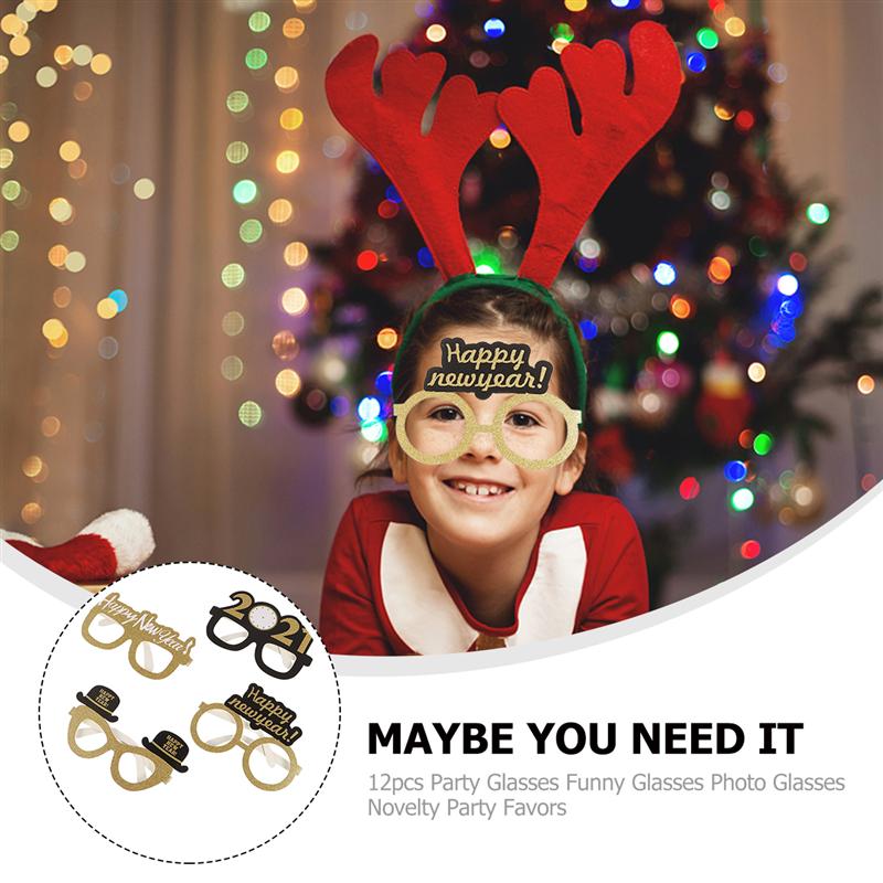 12pcs Photo Props Eye-catching Paper Picture Shooting Props Selfie Props Photo Props for Home Happy Year Party Indoor