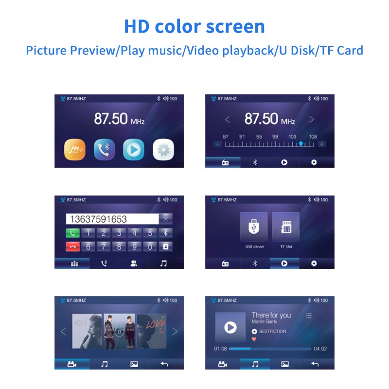 JINSERTA 4.3 pollici Bluetooth 5.0 trasmettitore FM per auto MP5 video Audio lettore musicale doppio USB AUX U Disk TF MP3 riproduci telecomando