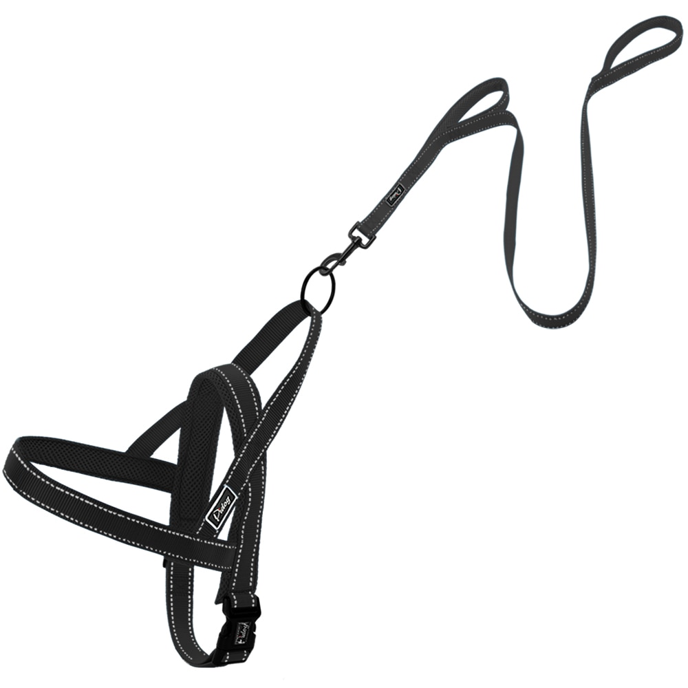 Conjunto de Correa y arnés reflectante sin tirones para perro, chaleco para mascotas de plomo para perros pequeños y grandes, Perfecto para el entrenamiento diario XXS-L caminar: S / Black Set