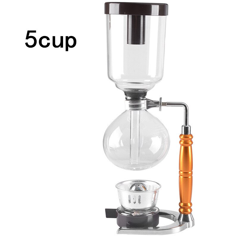 Novo Estilo de Casa Sifão cafeteira Sifão Chá tipo de filtro da máquina de café de vidro pote de vácuo cafeteira 3cup: 5cups silver