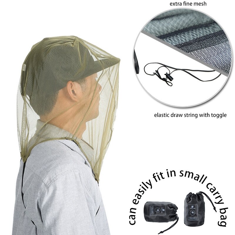 Mesh myggenet anti myggenet mask håndnet hold væk moustiquaire beskytte hånd insekt ind i udendørs hat ansigt-sort