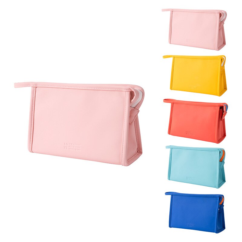 Vrouwen Cosmetische Tas Pu Lederen Waterdichte Rits Reizen Wassen Make Organisator Make Up Bag Pu 1Pc Grote Beauty Case: Pink