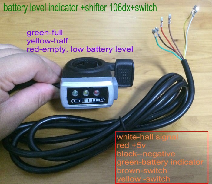 Indicador de batería 24v36v48v + palanca de pulgar/acelerador + interruptor de enganche/interruptor de encendido-apagado de bloqueo automático para bicicleta eléctrica scooter ATV parte