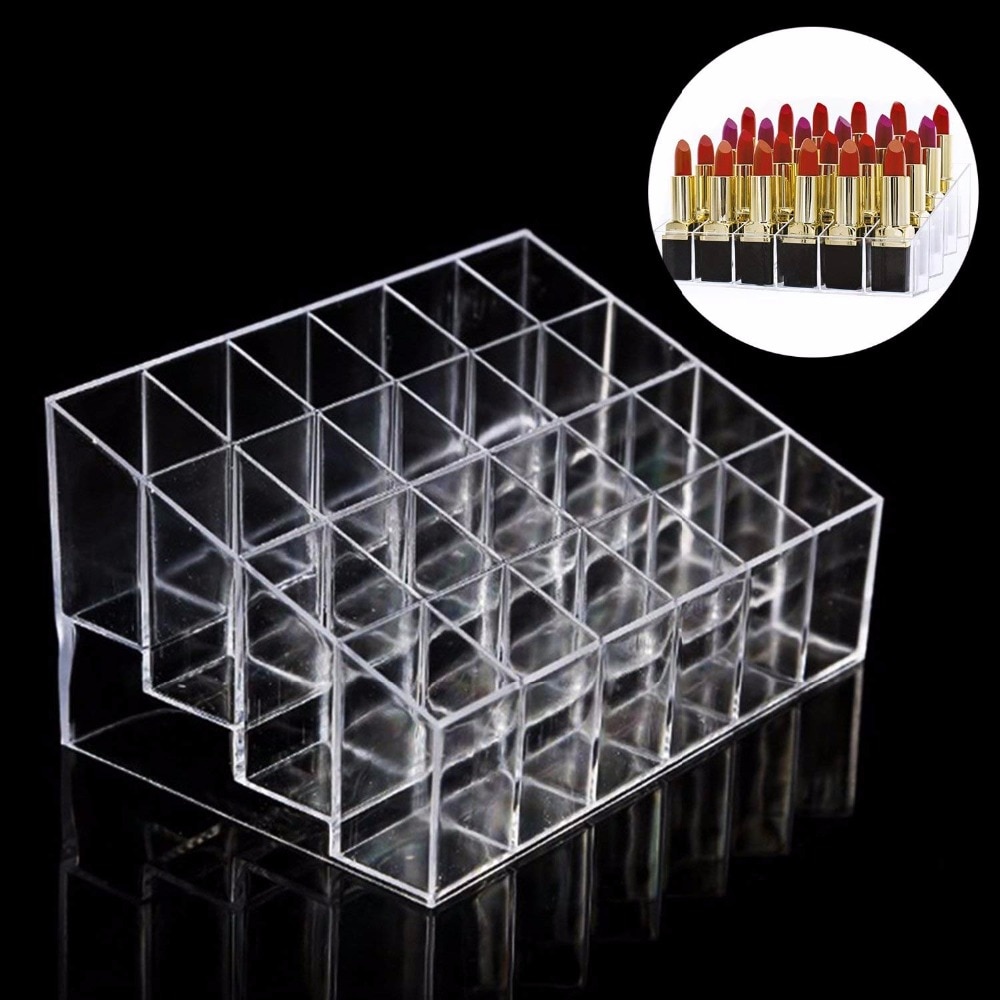 Klar Acryl 24 Kosmetische Veranstalter machen-hoch fallen Halfter Ständer Lager Kasten Lippenstift Kosmetik Schmuck Kosmetik Kasten
