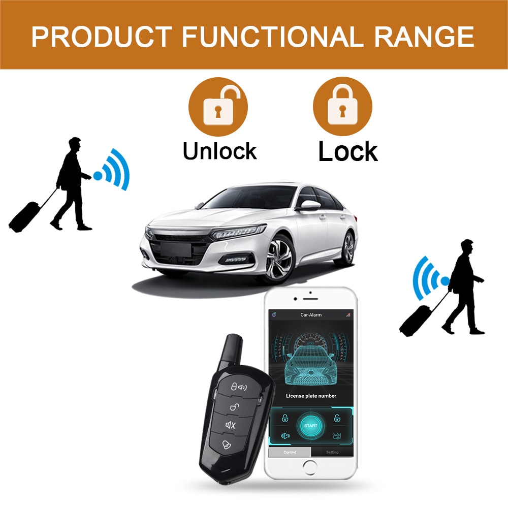 Smart Key Car Alarm System system remote Smart Mobile phone Android And IOS controls the security sensor Passive Keyless Entry