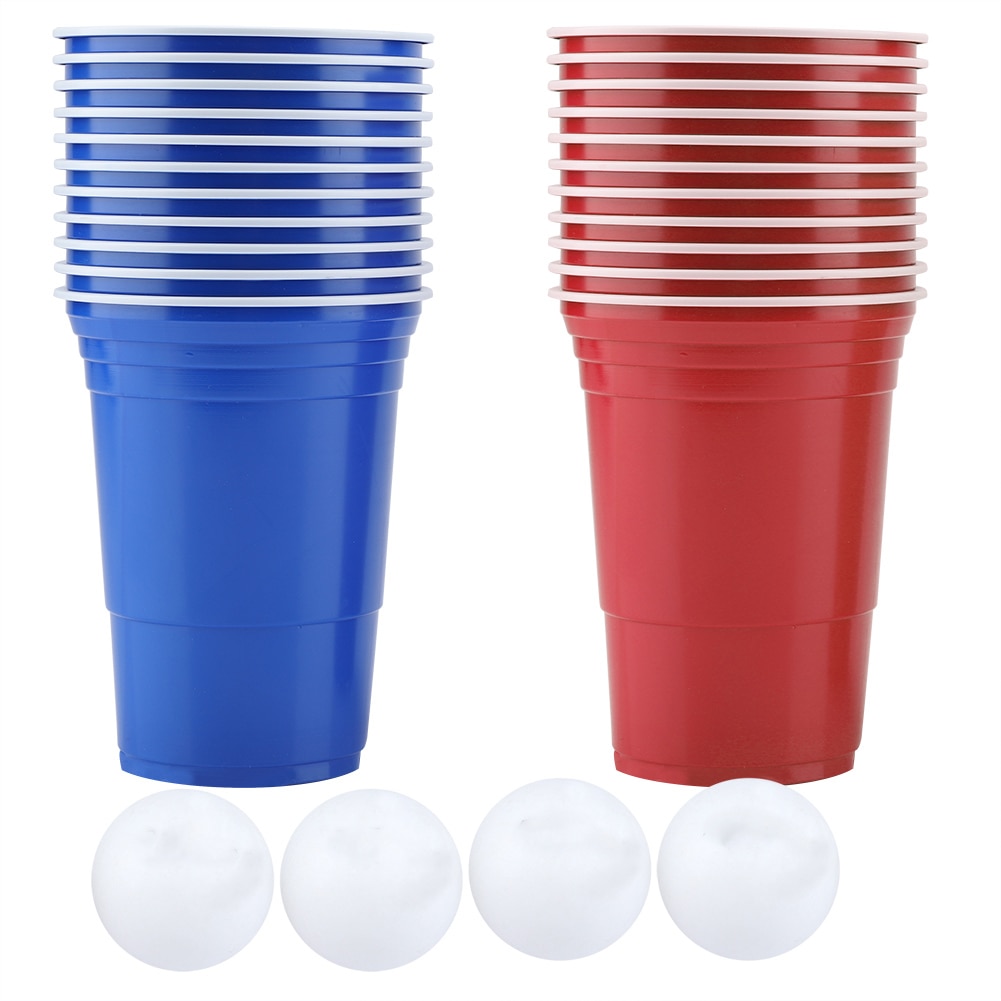 450ml Beer Pong Set Beer Pong Drinking Game Set Beer Pong Cups 11 Red Cups+11 Blue/Black Cups+4 Balls​​ For Outdoor Parties Game: Blue