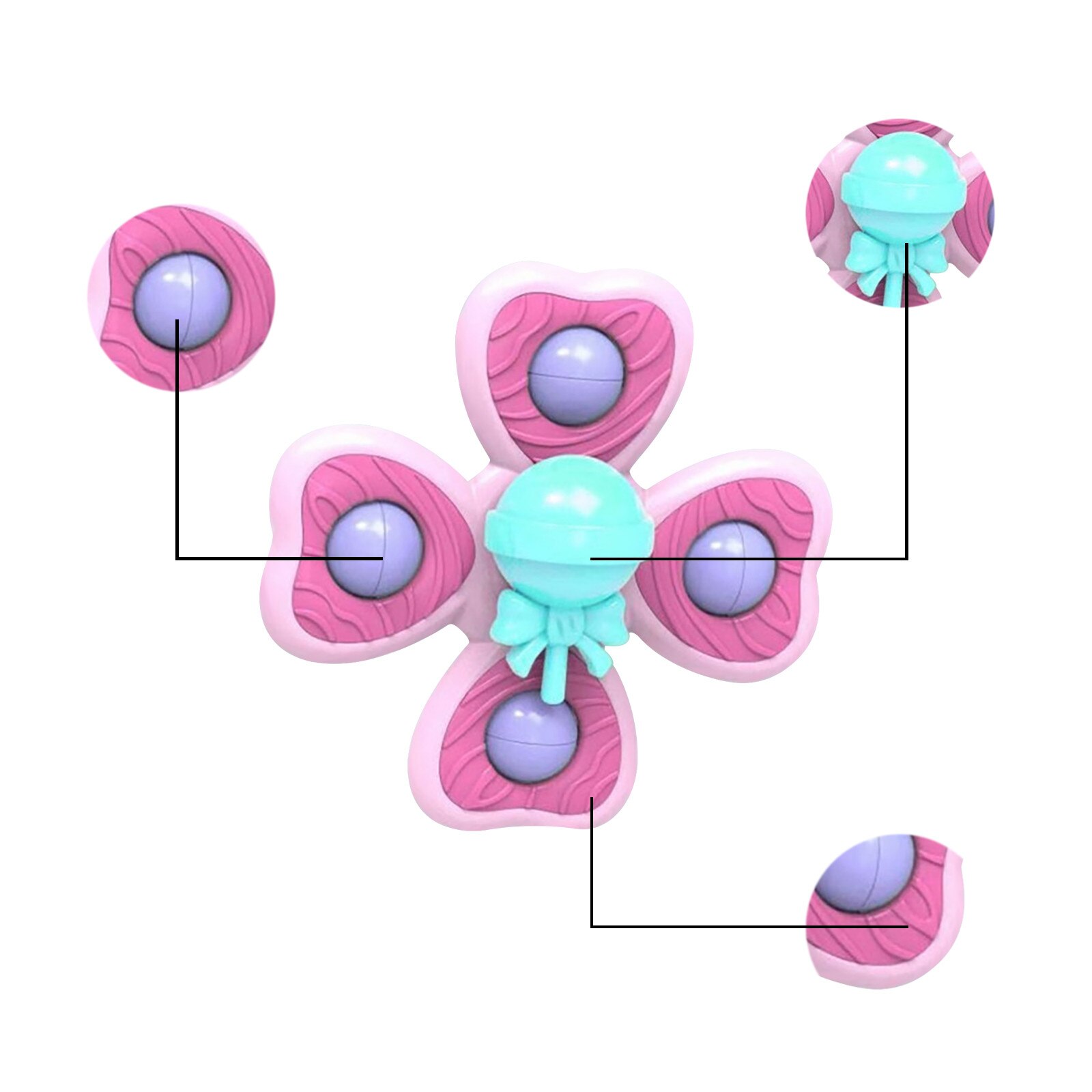 3Pcs Roterende Speelgoed Kinderen Decompressie Speelgoed Ijs Cartoon Roterende Zuig Speelgoed Zuignap Roterende