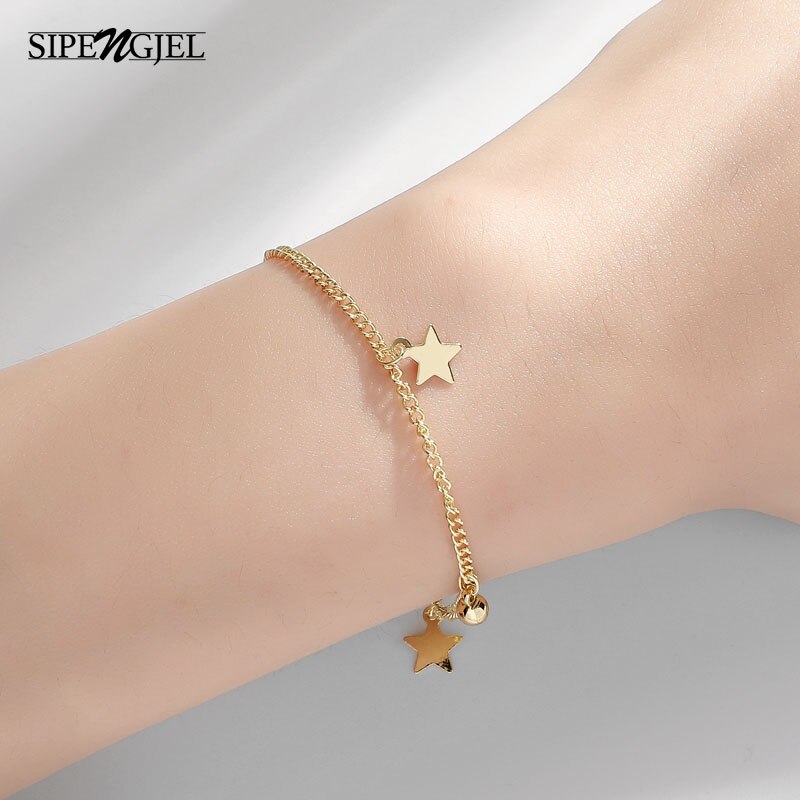 Fashoin Star moon heart Geometric Adjustable Charm Bracelet gold chain bracelet For Women and girl Jewelry