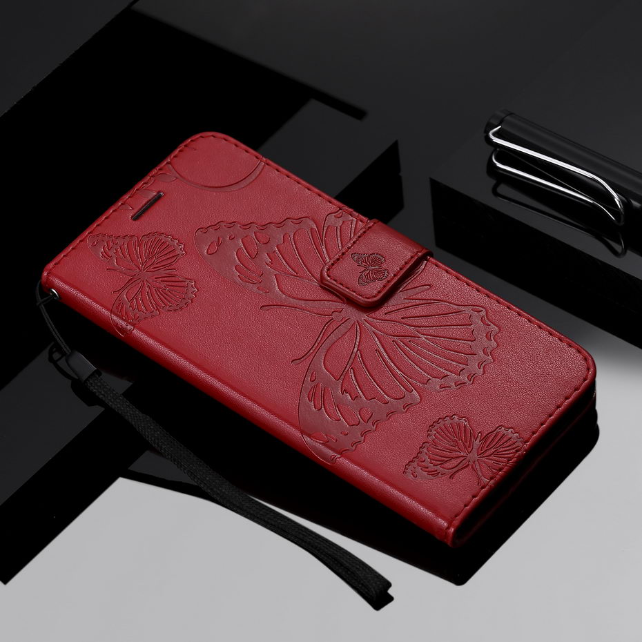 per Coque Xiaomi Redmi 9 Cuoio Del Raccoglitore di Vibrazione di Caso di Xiaomi Redmi 9 Custodie per Xiaomi Redmi 9 Copertura Del Telefono: rosso