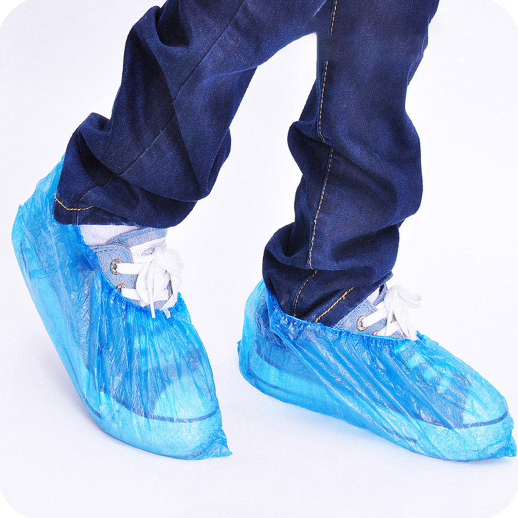 Chaussures de démarrage jetables couvre intérieur protéger maison sols extérieur résistant à l'eau couverture bleu imperméable chaussures couvre 100/200 pièces