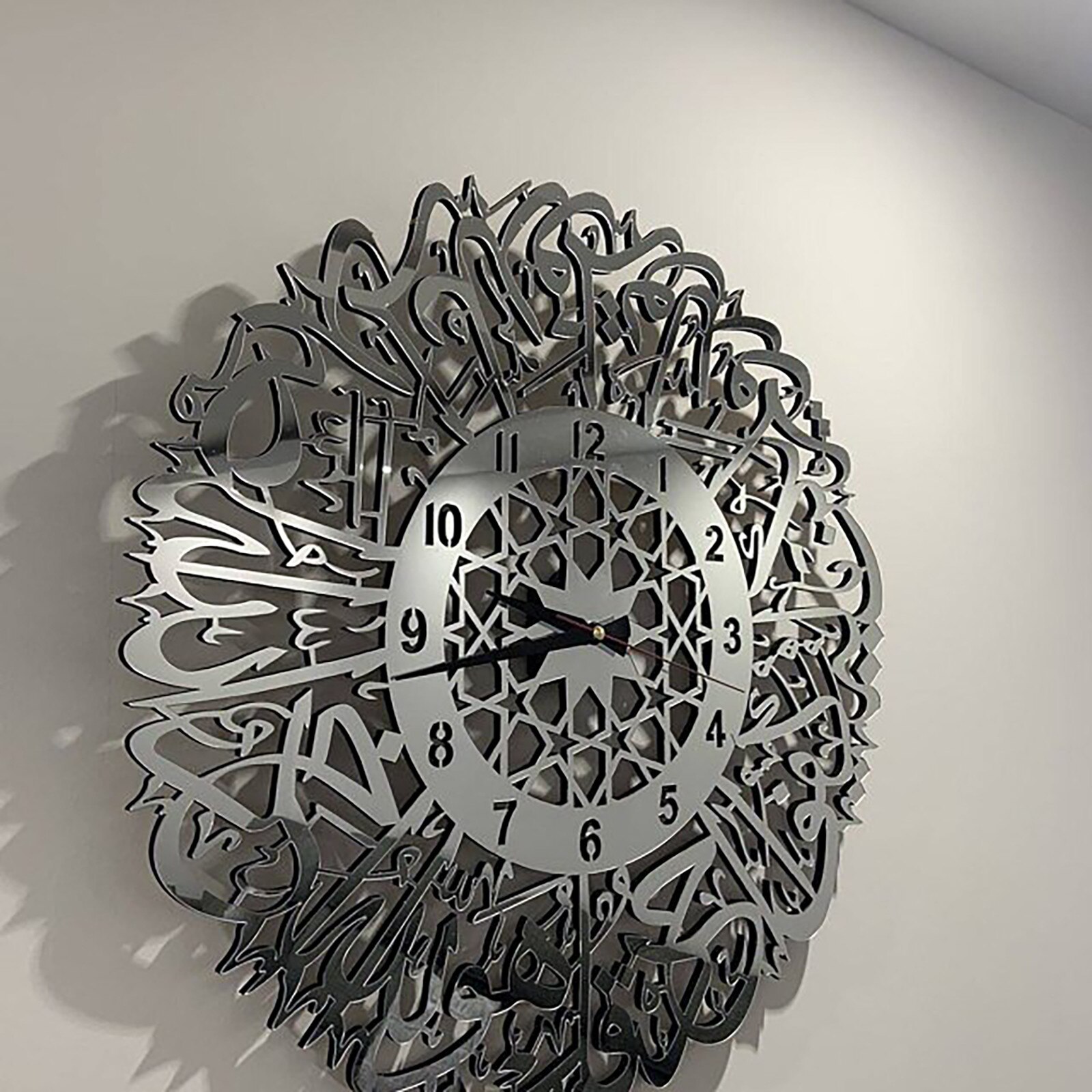 Islamic Clocks Art Metal Luxury Wall Clock Acrylic Wall Decor Ramadan Festival Islamic Eid Living Room Bedroom Door: a