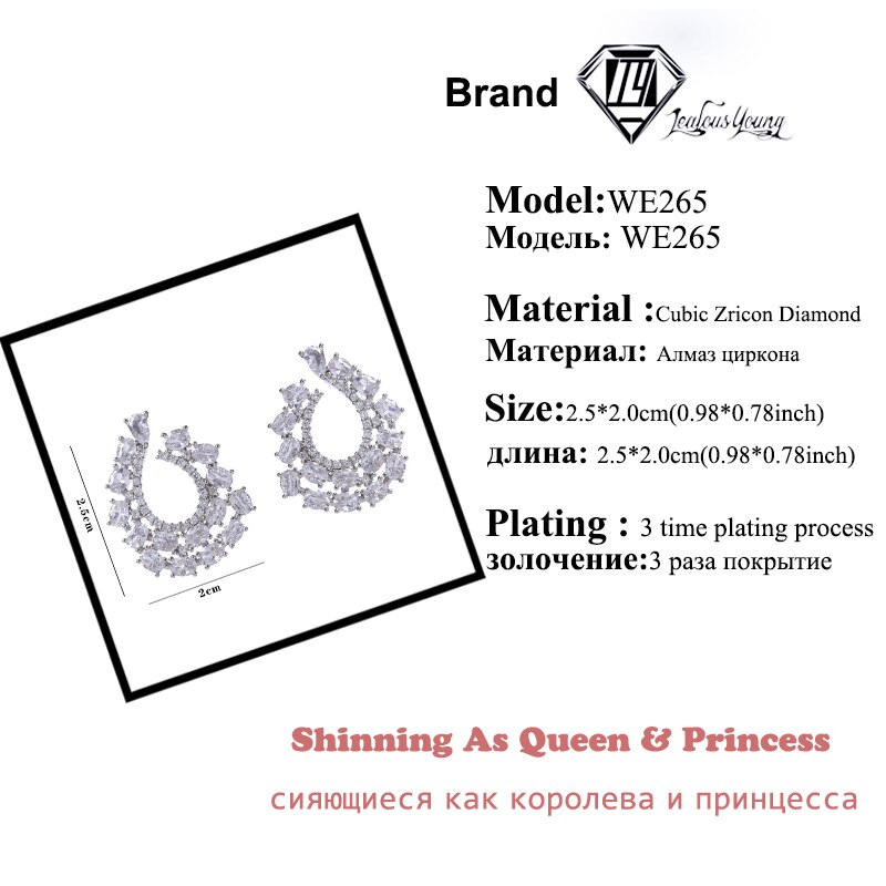 Mode Edele Witte Zirconia Verharde Big Cz Stud Oorbellen Voor Vrouwen Party Wedding Oorbellen Brand Sieraden