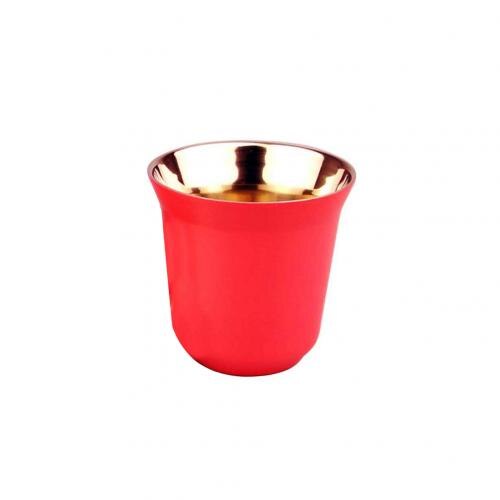 80ml dobbeltvegg rustfritt stål espressokopp isolasjon nespresso nisse kaffekopp kapsel form søte termokopp kaffekrus: Rosenrød