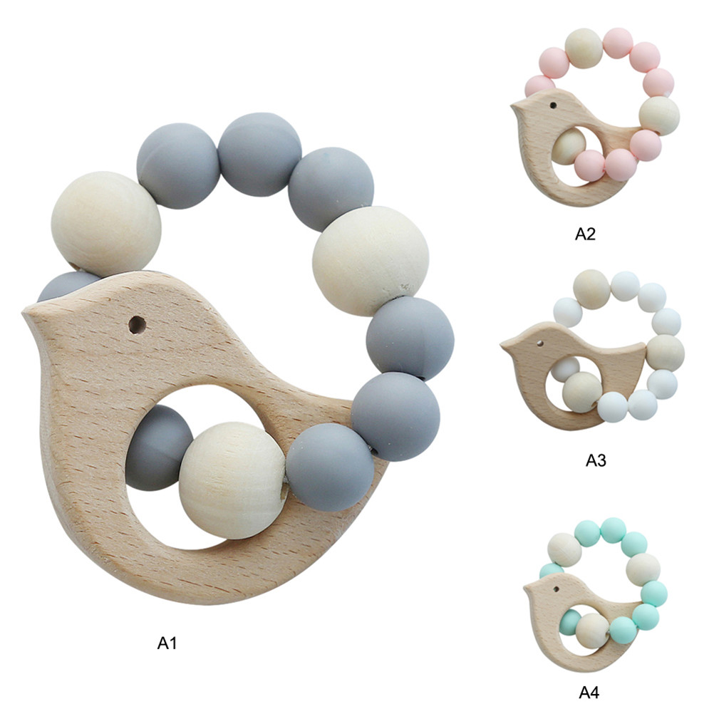 Arrivato Decorazione Del giocattolo Del bambino Passeggino Accessori in Legno Perline in silicone Denti Stringa Braccialetto Nuovo