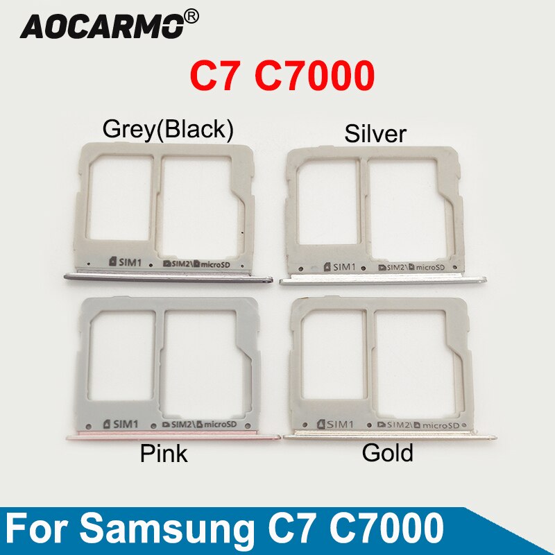 Aocarmo SIM Card metallo Nano Sim Tray MicroSD Slot Holder parti di ricambio per Samsung Galaxy C7 C7000