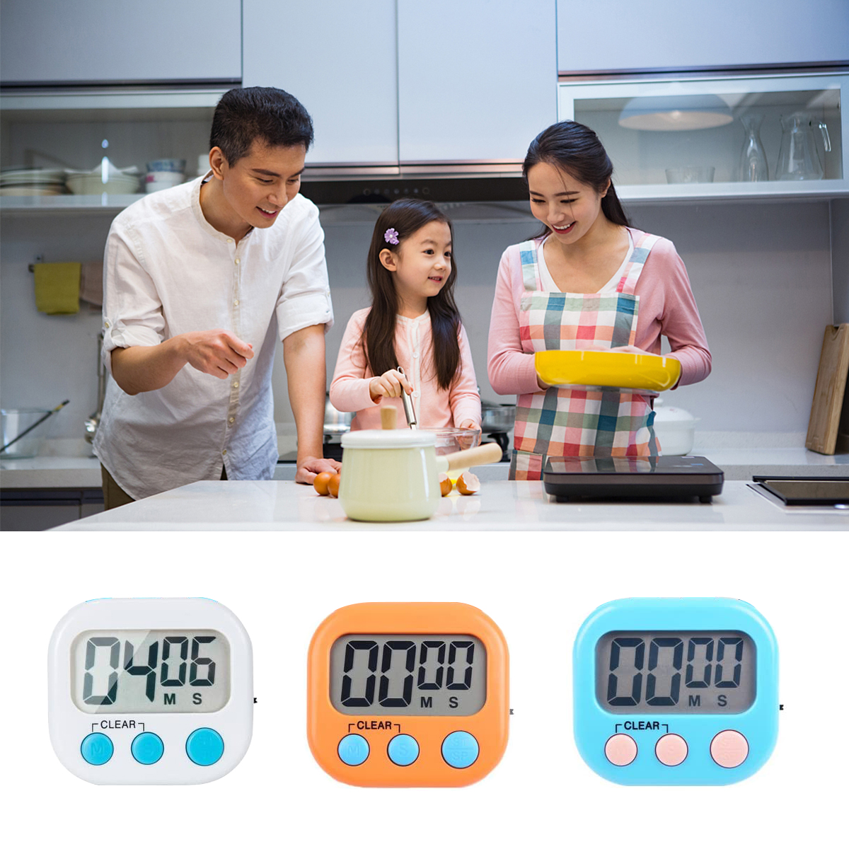 12pcs Digital Kitchen Timer Big Digits Loud Alarm Magnetic Backing Stand with Large LCD Display for Cooking Baking Sports Games