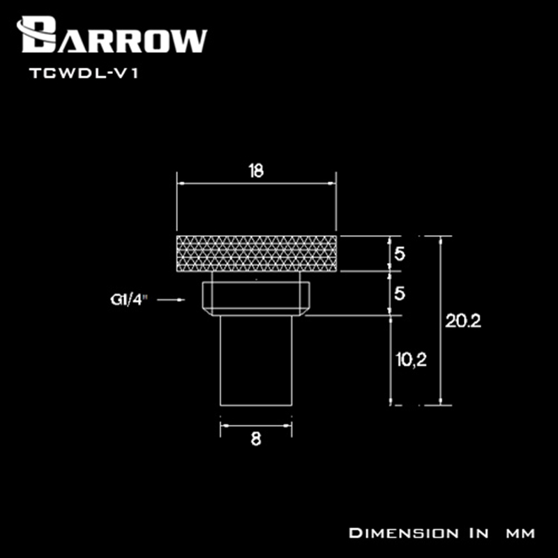 Barrow tcwdl -v1 , 10k temperatur vandstopforseglingspropper  , g1/4 vandkølepropper, udvidet type