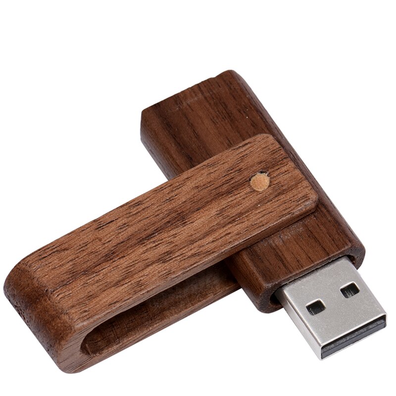 Jaster 4 Model Draaien Houten Logo Usb Flash Drive 4 Gb 8 Gb 16 Gb 32 Gb 64 Gb Usb 2.0 Logo Graveren: 32GB / walnut wood